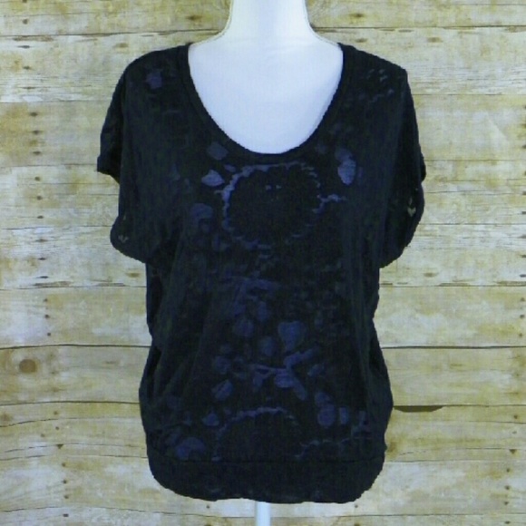 Gap tonal print burnout top black S - Picture 1 of 3